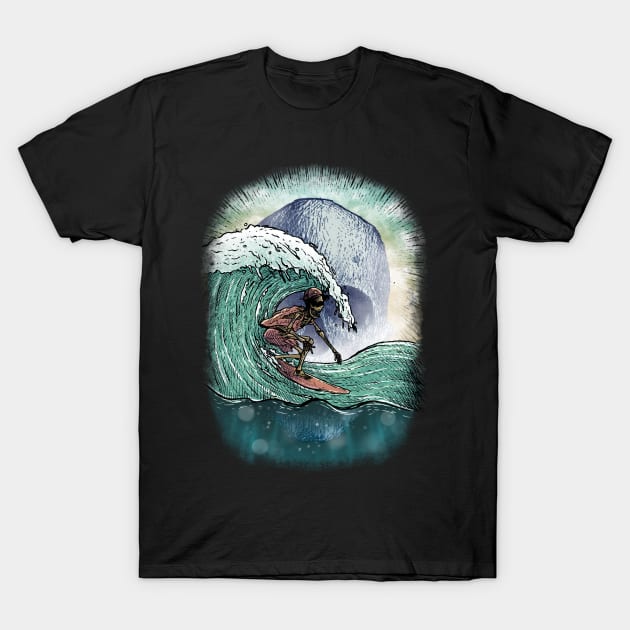 Skull Surf Halloween T-Shirt by ROCKHOPPER